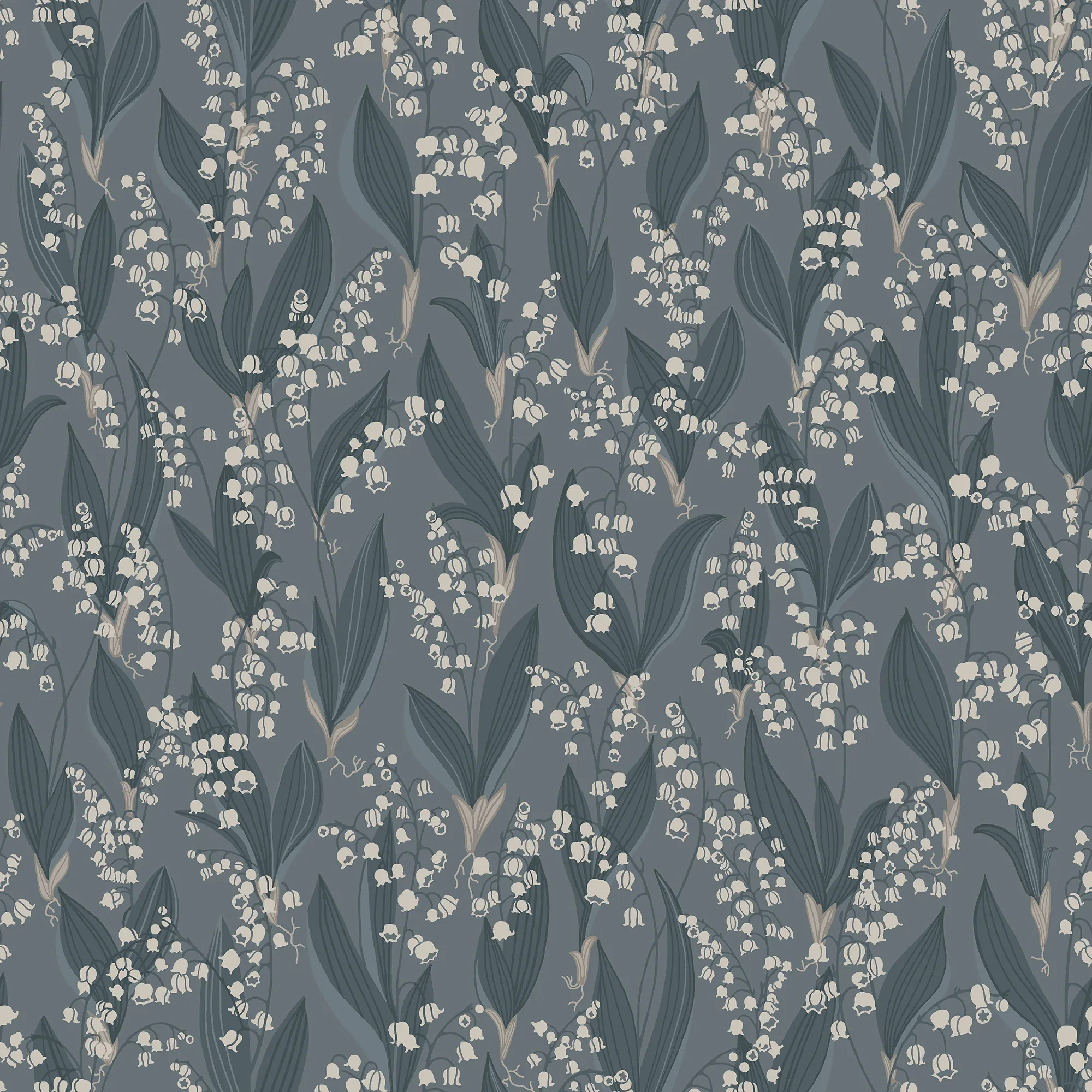 Liljekonvalj wallpaper in Indigo Blue color