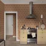 Lilly wallpaper in Terracotta color