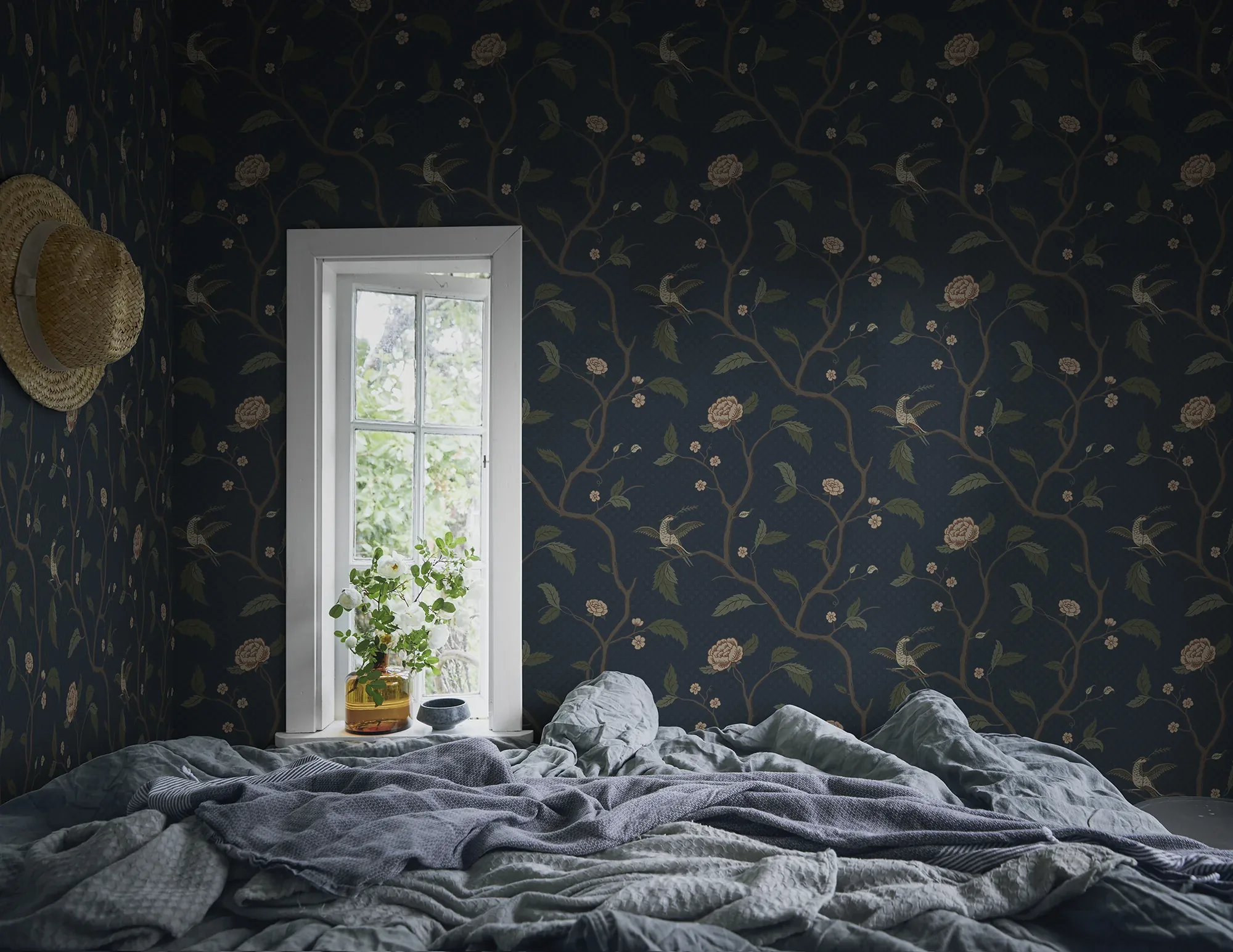 Marianne midnight blue wallpaper in color