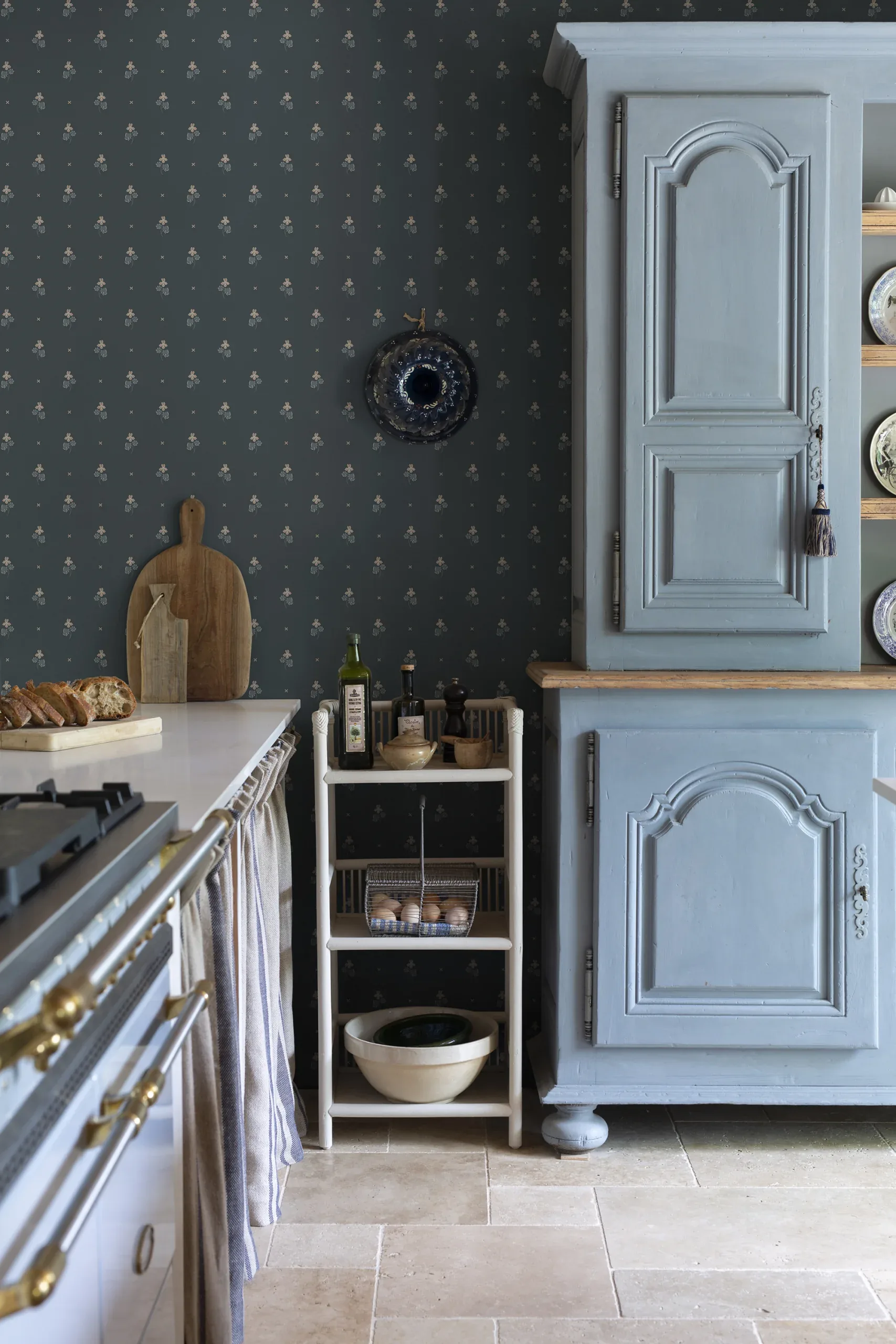 Mimi wallpaper in Indigo Blue color