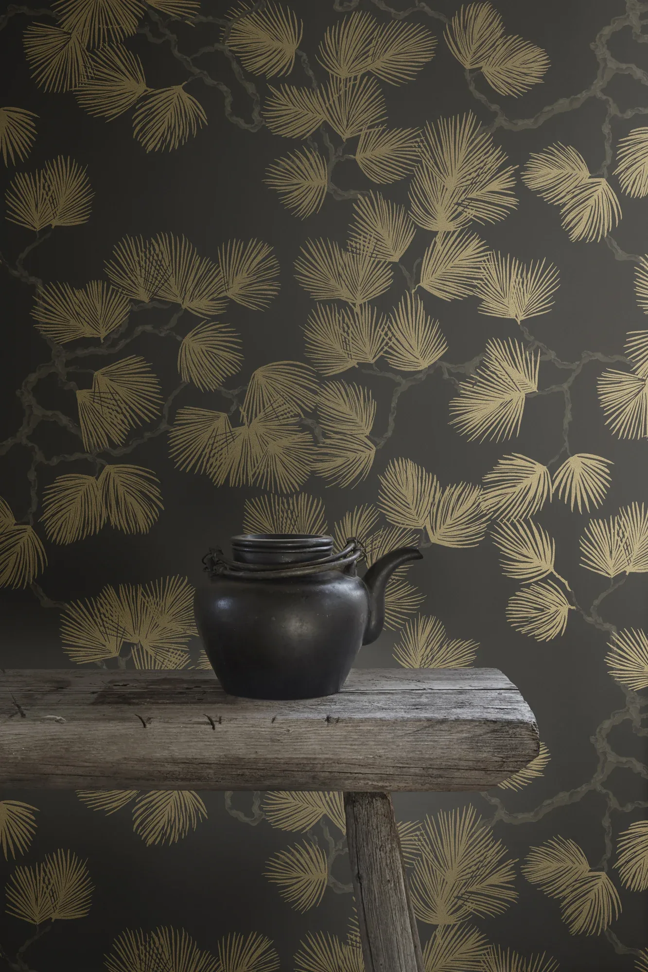 Pine wallpaper in Black color