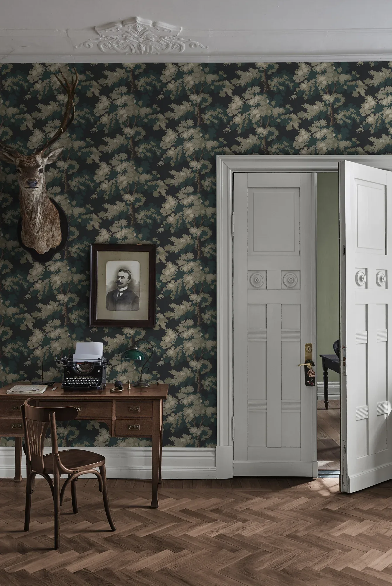 Raphael wallpaper in Charcoal color