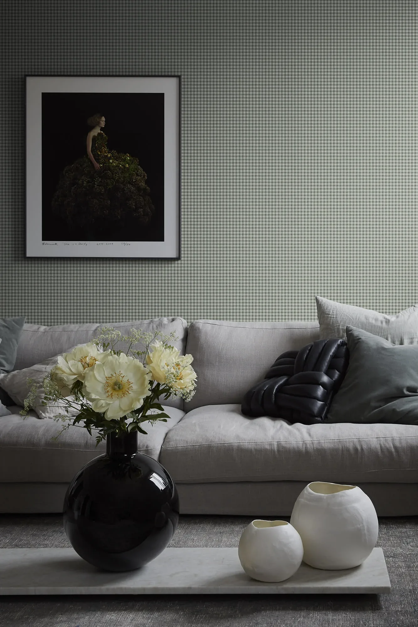 Ruta wallpaper in Forest Green color