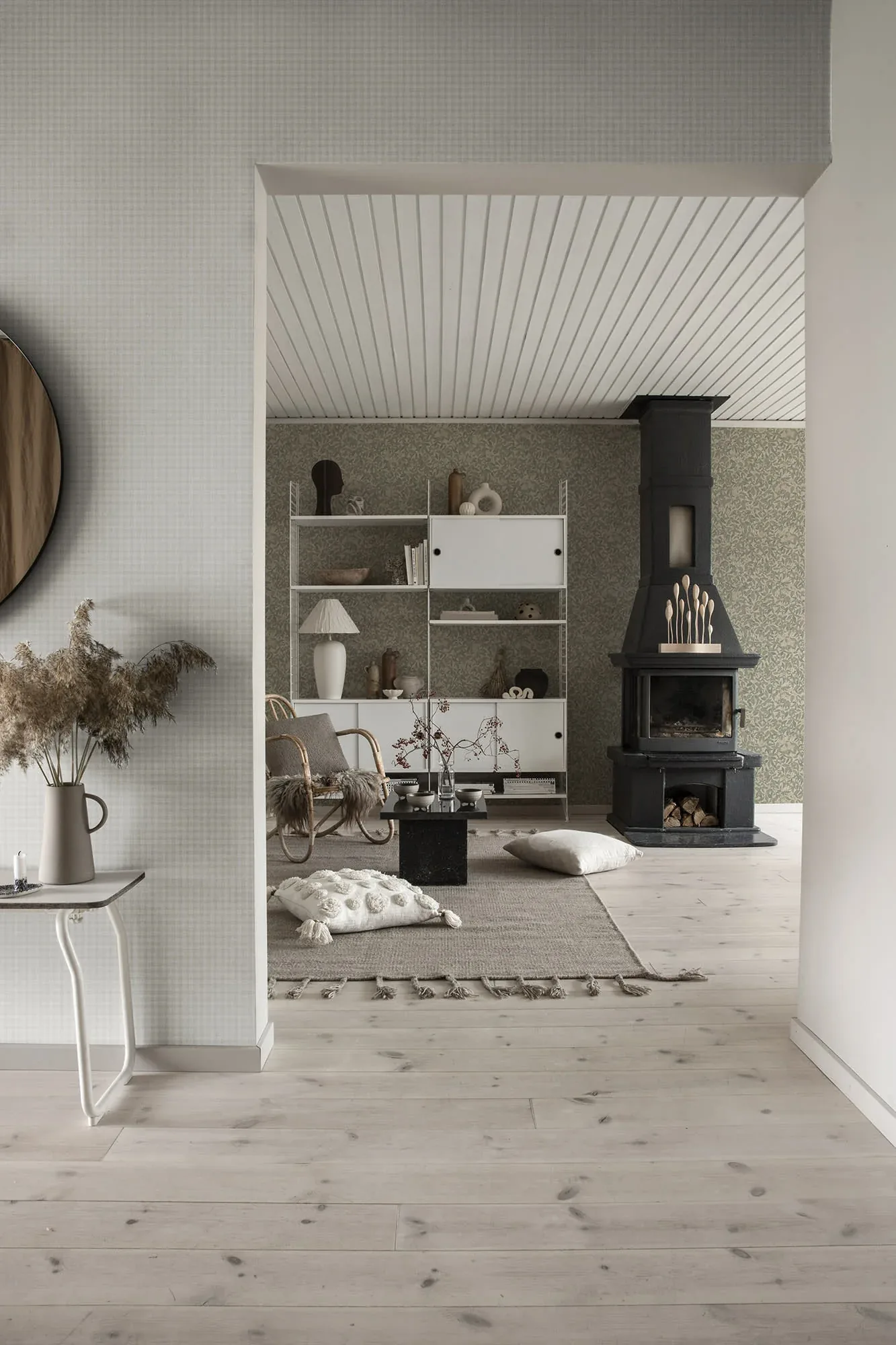Ruta wallpaper in Garden Green color