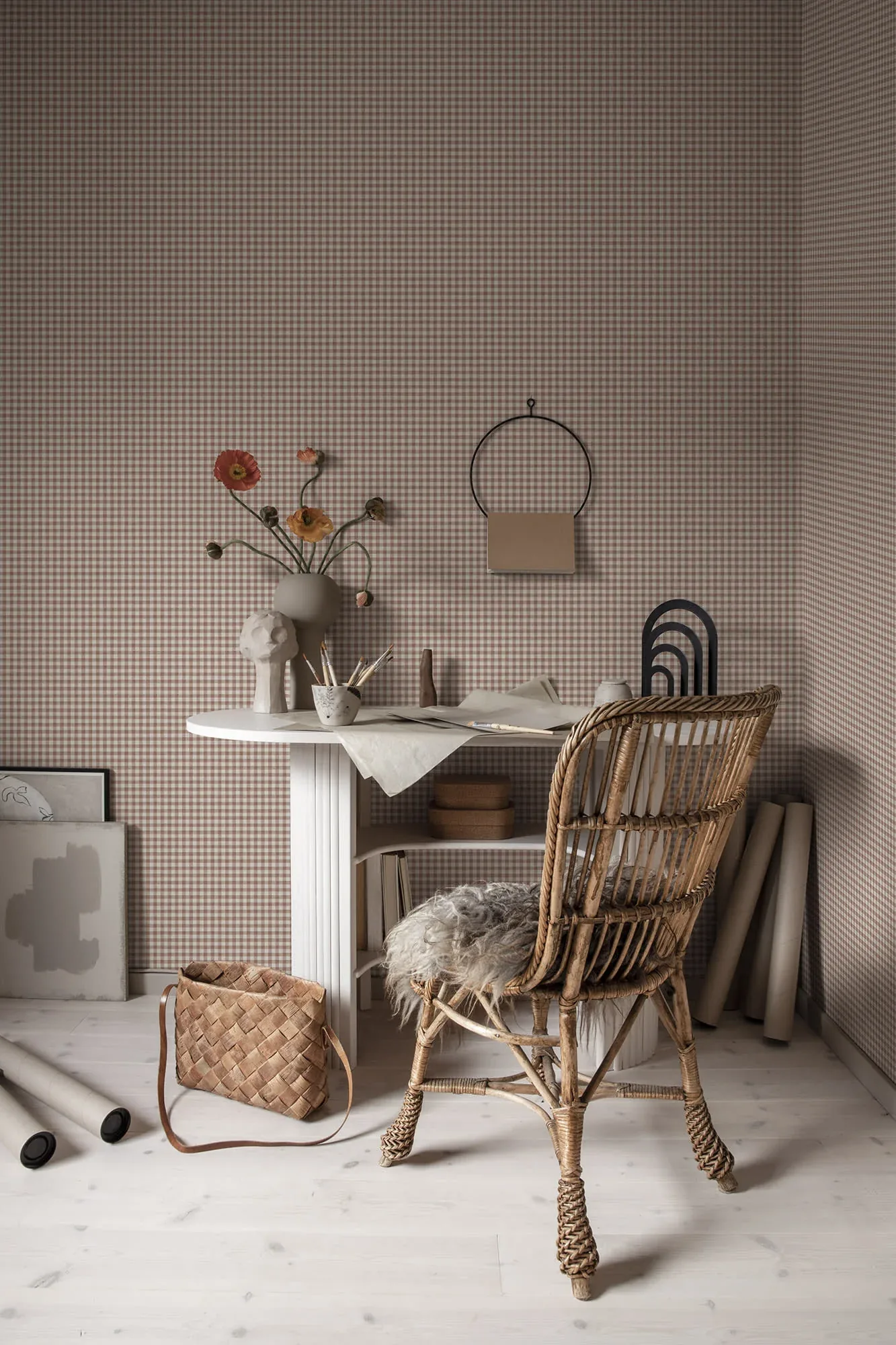 Ruta wallpaper in Terracotta color