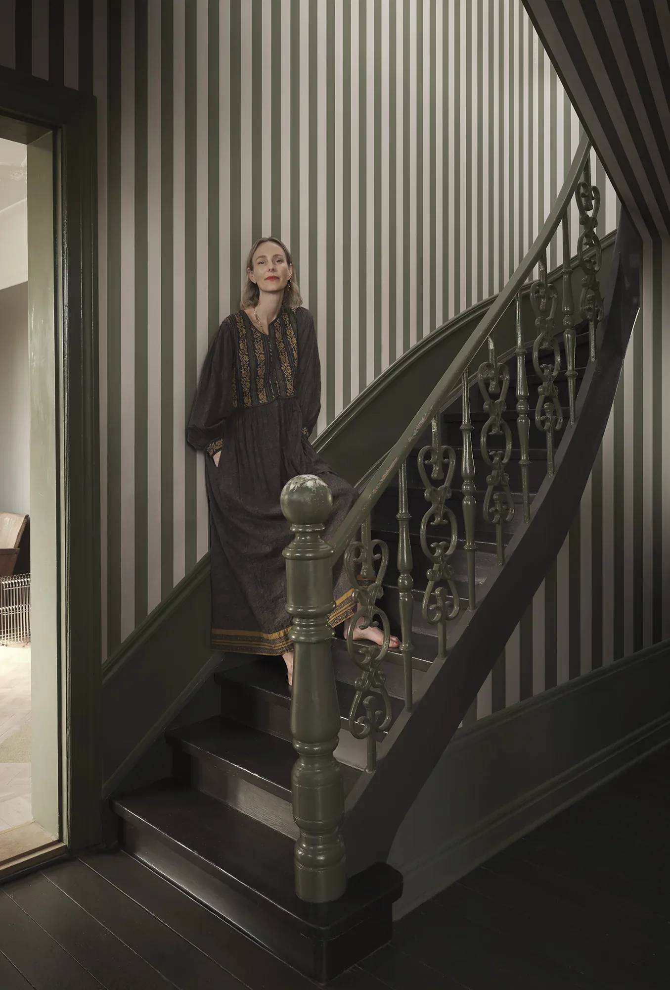 Sam wallpaper in Forest Green color