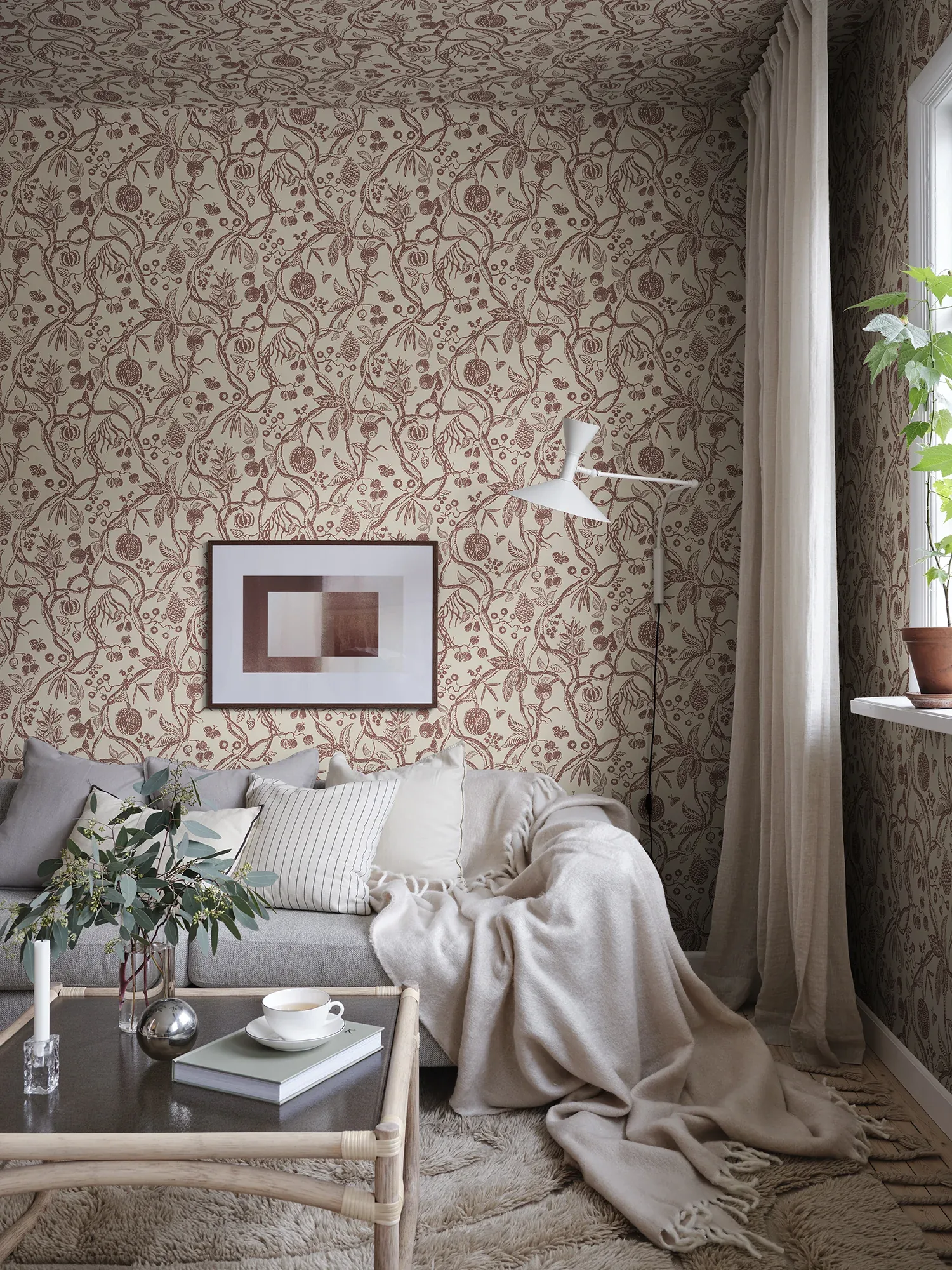 Tree of Life Wallpaper – Burgundy | Wallpaper Twins Tree of Life wallpaper in Burgundy color