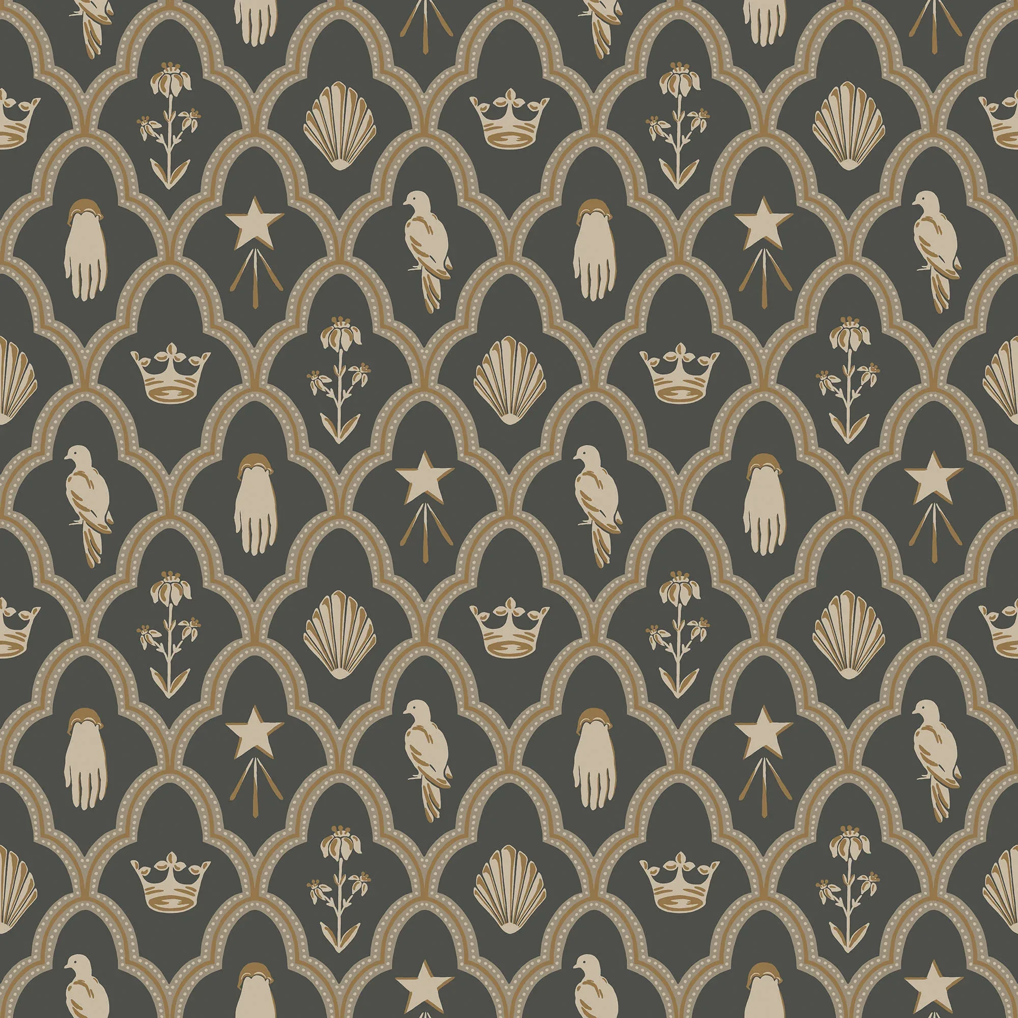Turtledove Barn wallpaper in Charcoal color