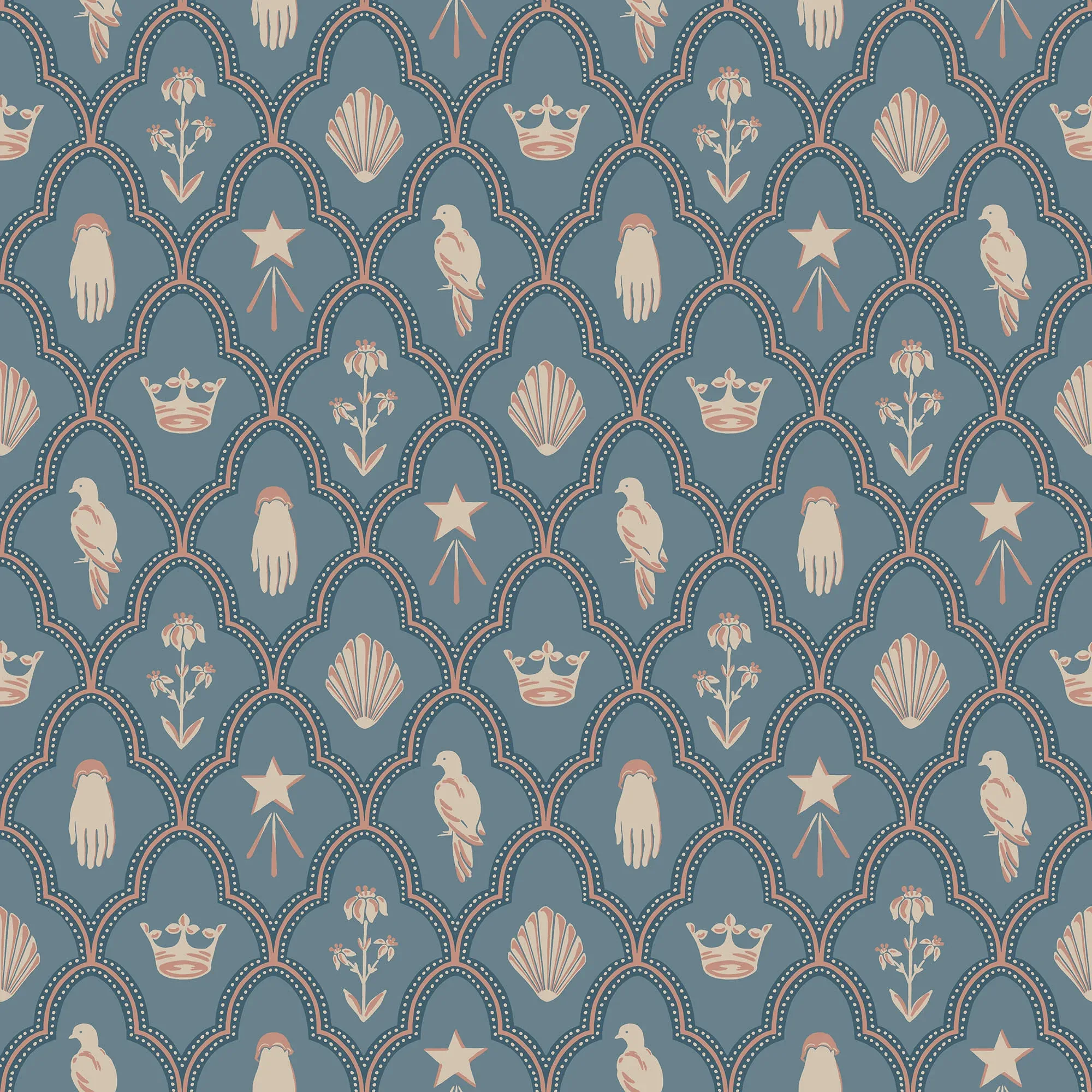 Turtledove Barn wallpaper in Indigo Blue color