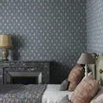 Turtledove Barn Wallpaper – Indigo Blue | Wallpaper Twins Turtledove Barn wallpaper in Indigo Blue color