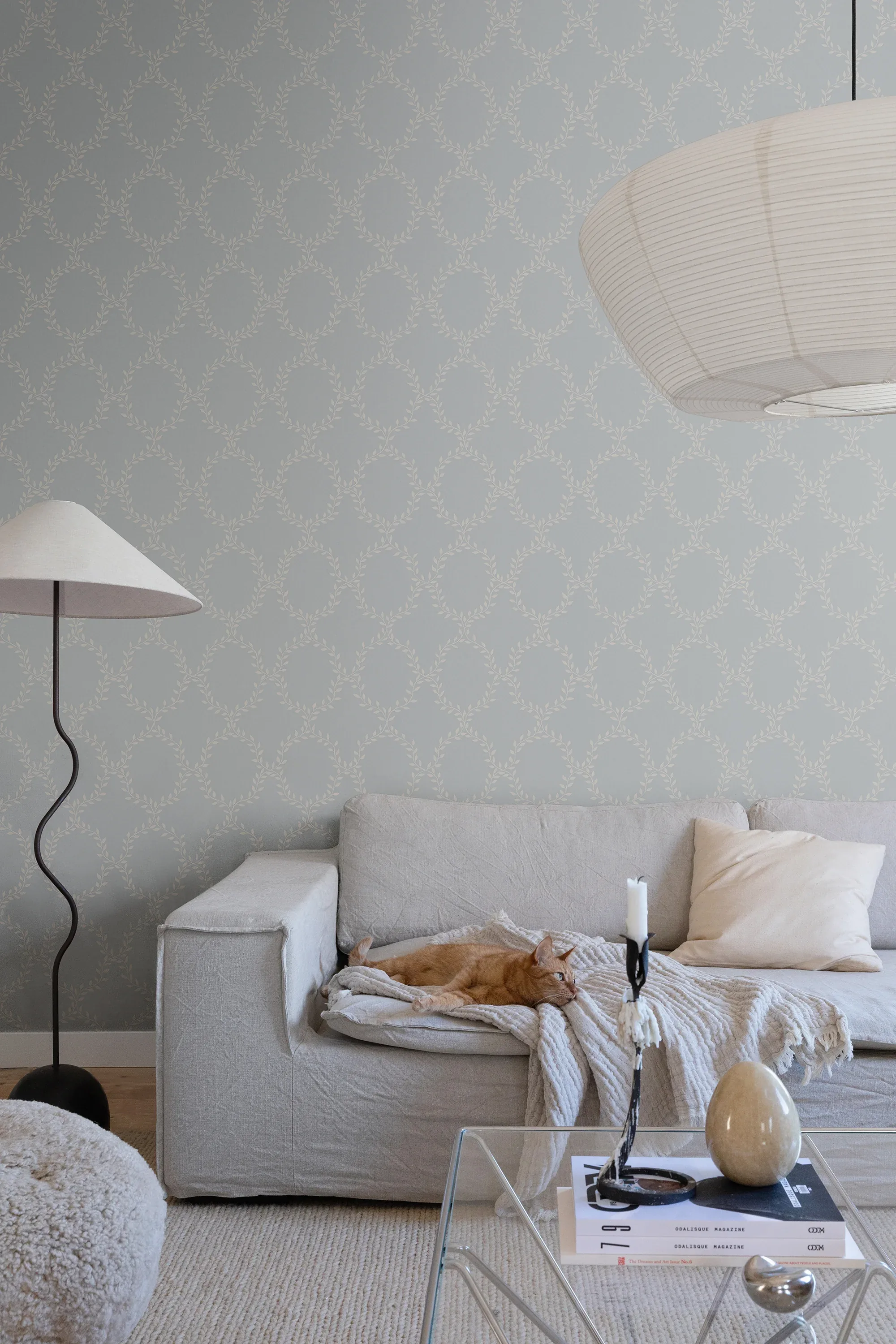 Wilma wallpaper in Misty Blue color