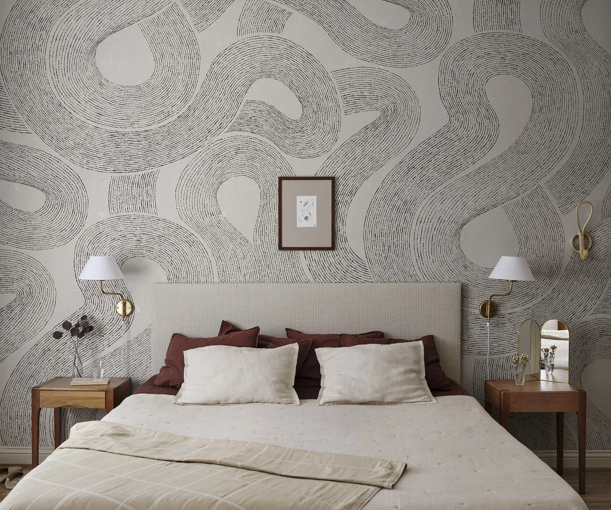 Zen Mural wallpaper in Graphite color