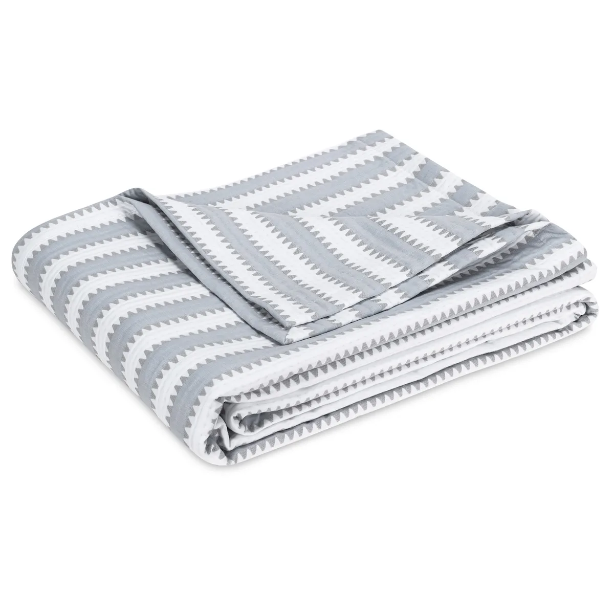Schumacher Apollo Stripe Matelassé Coverlet in Dove