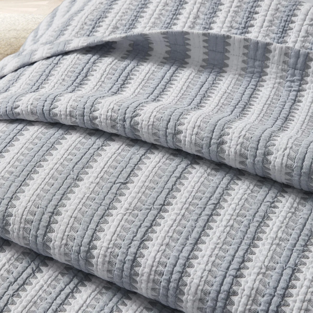 Apollo Stripe Matelassé Coverlet - Dove Schumacher Apollo Stripe Matelassé Coverlet in Dove