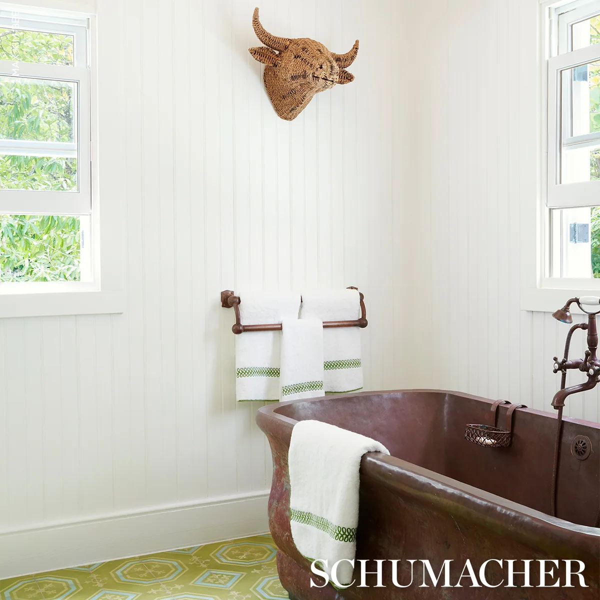 Schumacher Astor Braid Bath in Grass