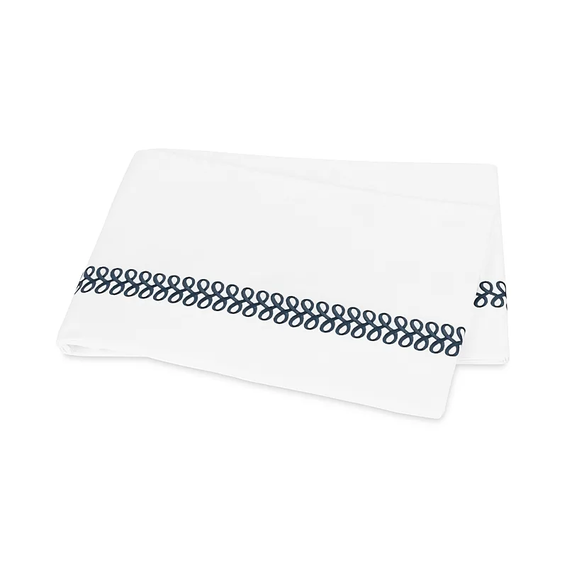Schumacher Astor Braid Flat Sheet in Indigo
