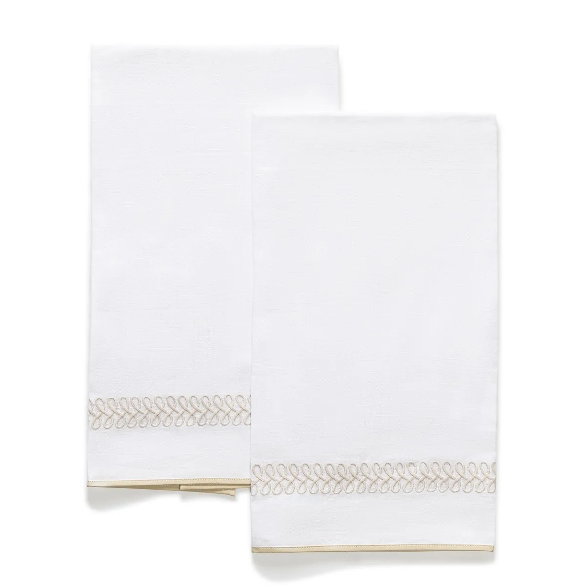 Schumacher Astor Braid Guest Towel, Set of 2 in Dune (MSC017GTOW2UD)