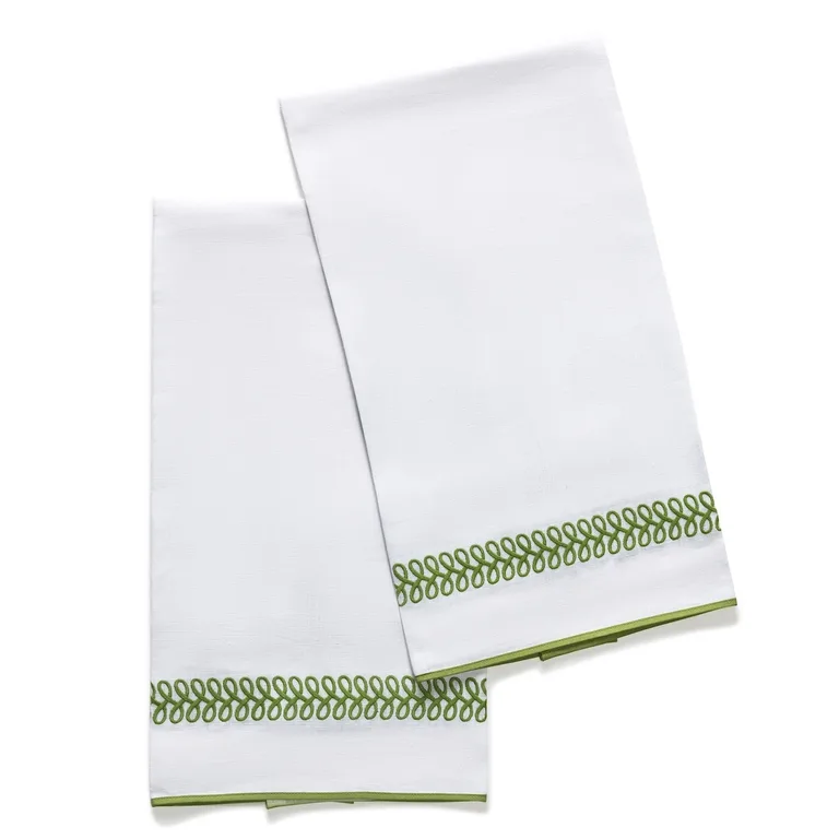 Schumacher Astor Braid Guest Towel, Set of 2 in Grass (MSC017GTOW2GR)