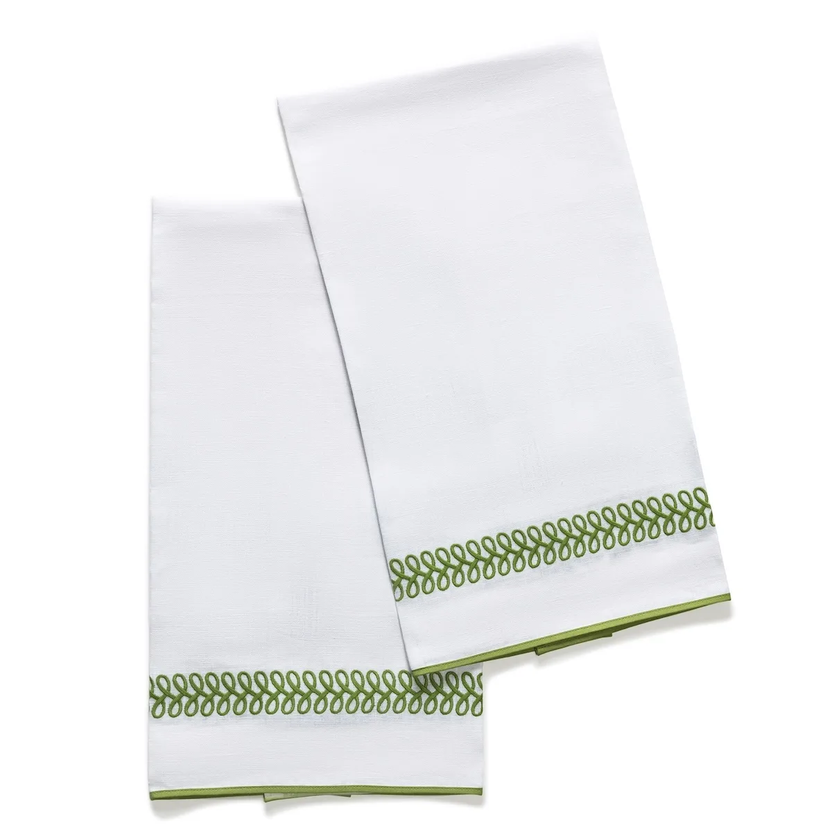 Schumacher Astor Braid Guest Towel, Set of 2 in Grass (MSC017GTOW2GR)