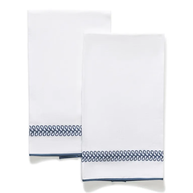 Schumacher Astor Braid Guest Towel, Set of 2 in Indigo (MSC017GTOW2ID)