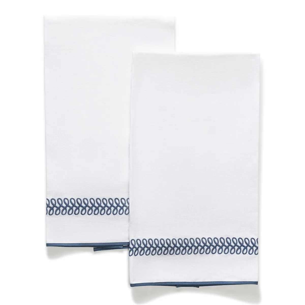 Schumacher Astor Braid Guest Towel, Set of 2 in Indigo (MSC017GTOW2ID)