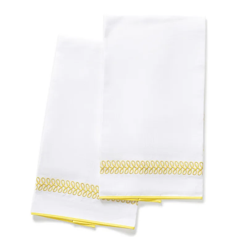 Schumacher Astor Braid Guest Towel, Set of 2 in Lemon (MSC017GTOW2LE)