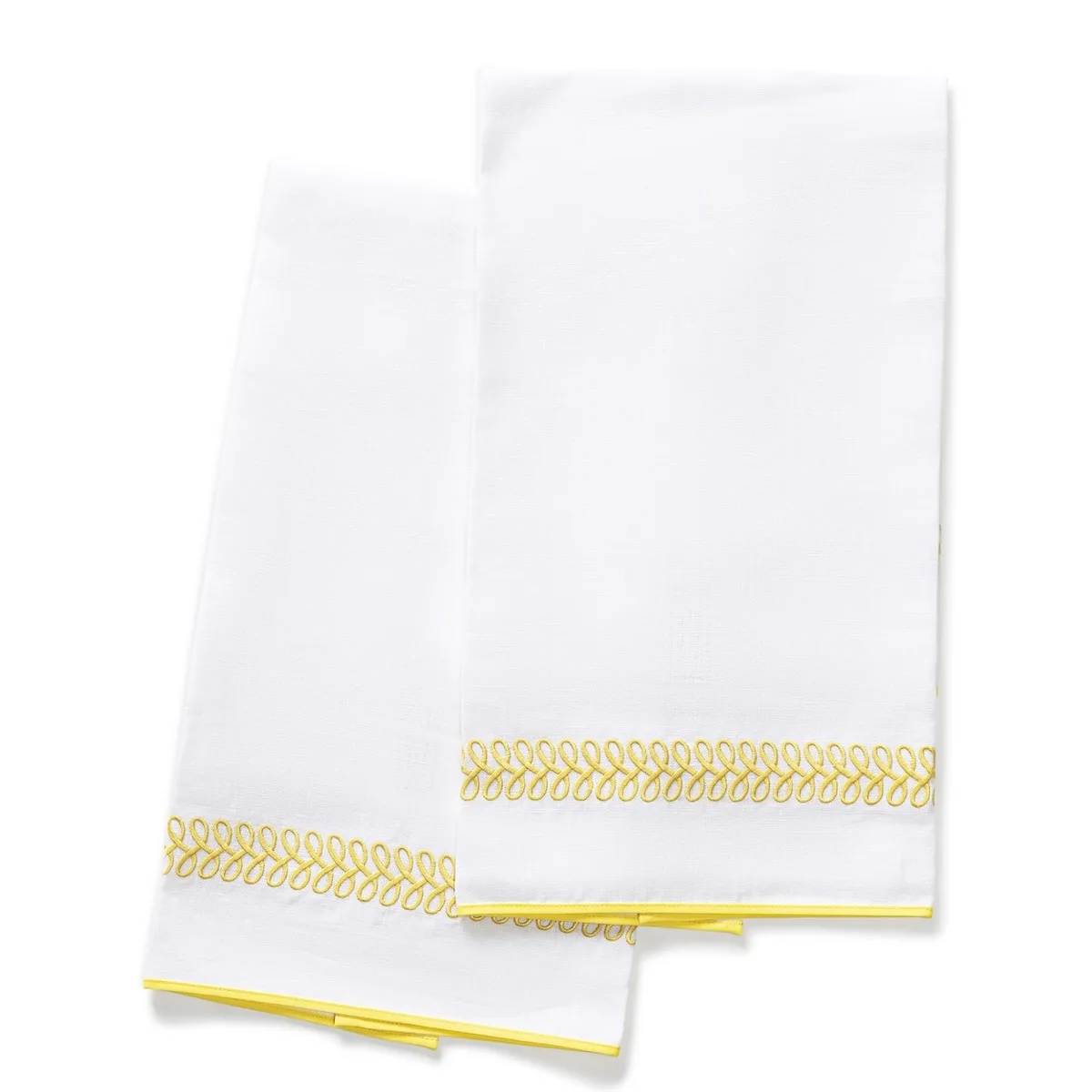Schumacher Astor Braid Guest Towel, Set of 2 in Lemon (MSC017GTOW2LE)