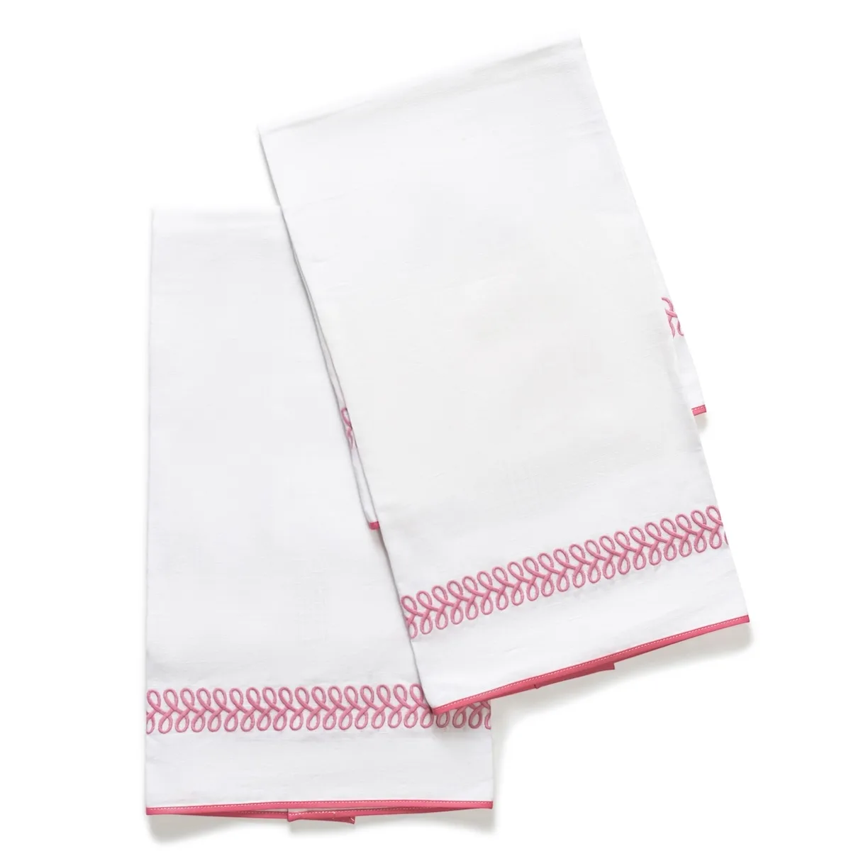 Schumacher Astor Braid Guest Towel, Set of 2 in Peony (MSC017GTOW2PY)