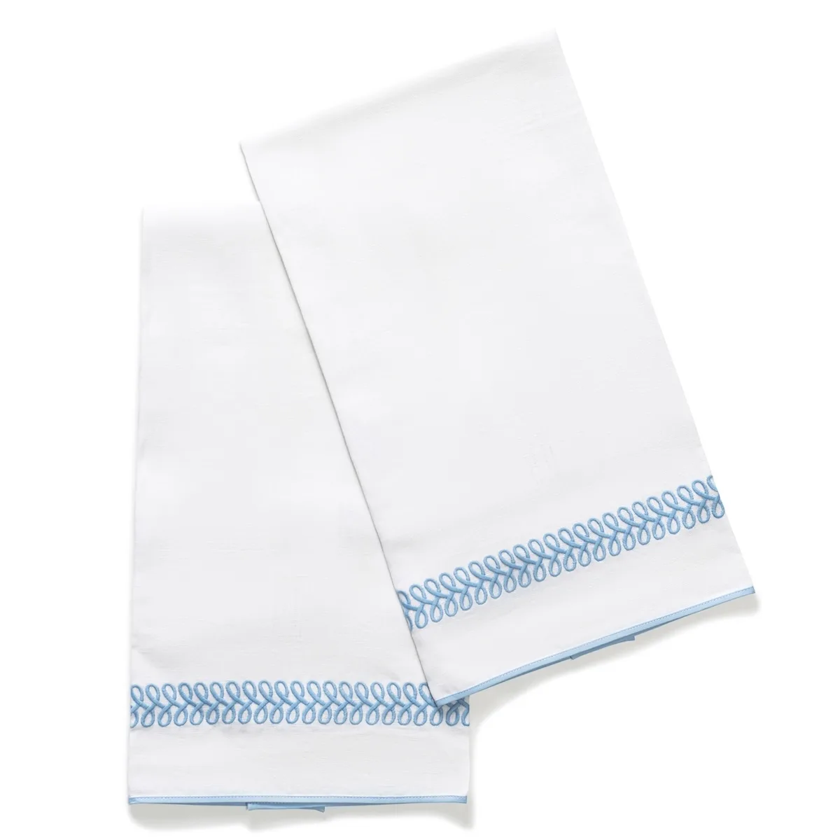 Schumacher Astor Braid Guest Towel, Set of 2 in Sky (MSC017GTOW2SY)