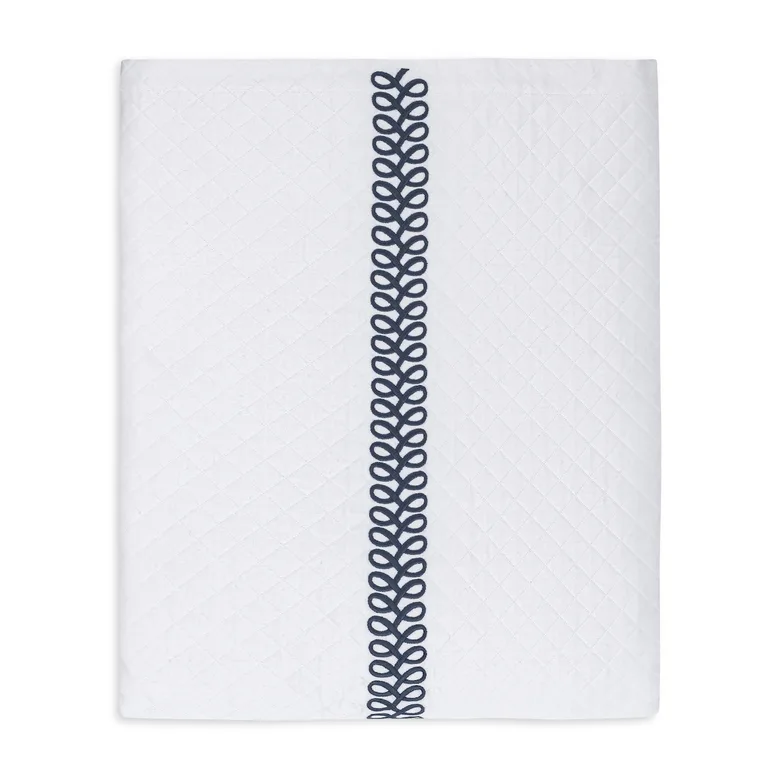 Schumacher Astor Braid Matelassé Coverlet in Indigo