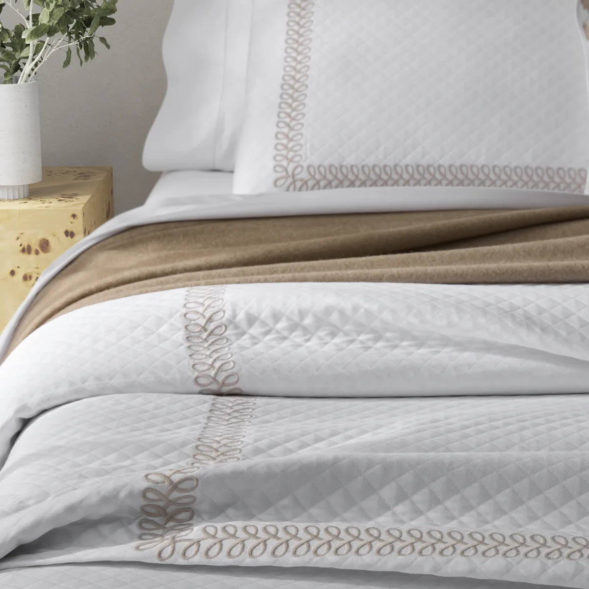 Astor Braid Matelassé Coverlet - Peony Schumacher Astor Braid Matelassé Coverlet in Peony