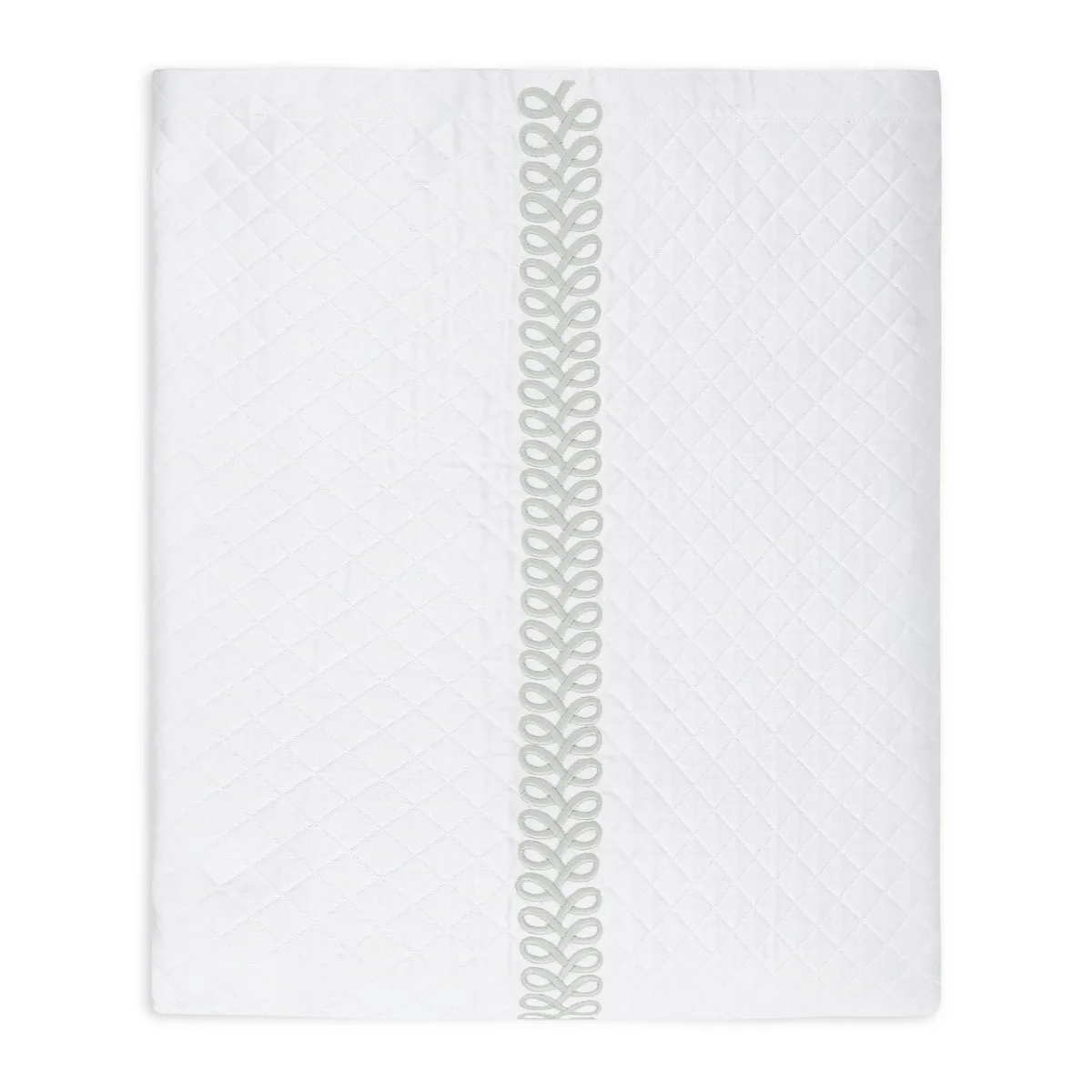 Schumacher Astor Braid Matelassé Coverlet in Silver