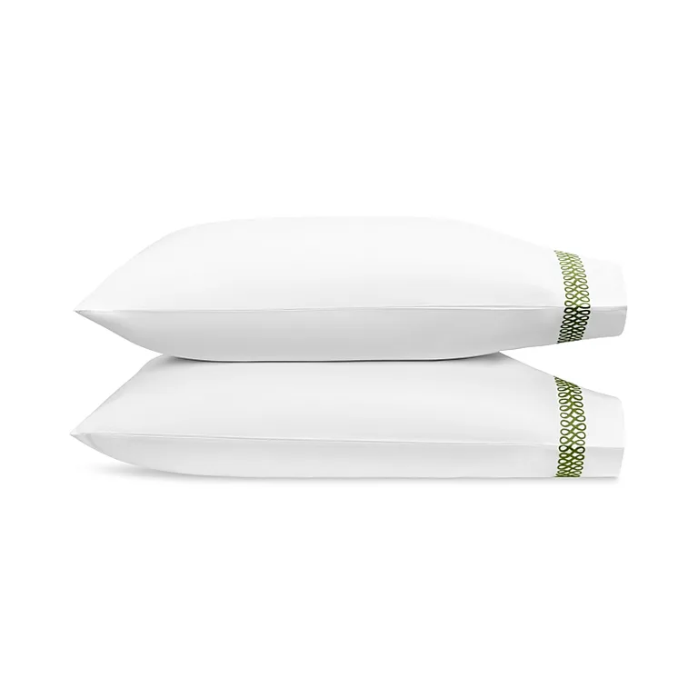 Schumacher Astor Braid Pillowcases in Grass