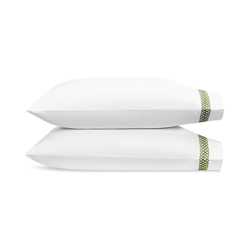 Schumacher Astor Braid Pillowcases in Grass