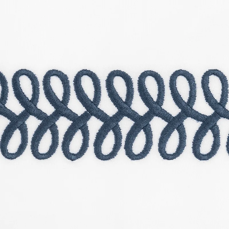 Schumacher Astor Braid Pillowcases in Indigo