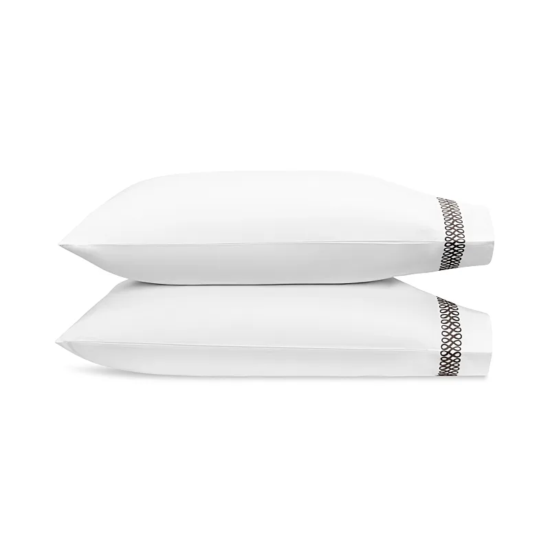 Schumacher Astor Braid Pillowcases in Mocha