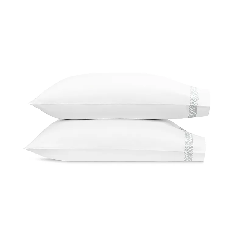Schumacher Astor Braid Pillowcases in Silver