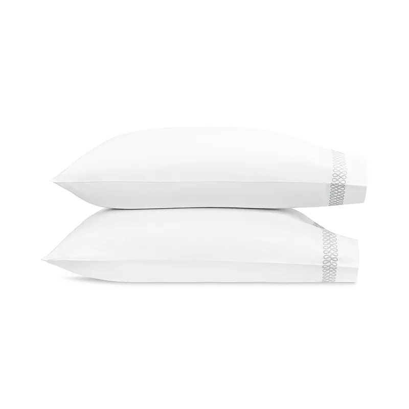 Schumacher Astor Braid Pillowcases in Silver