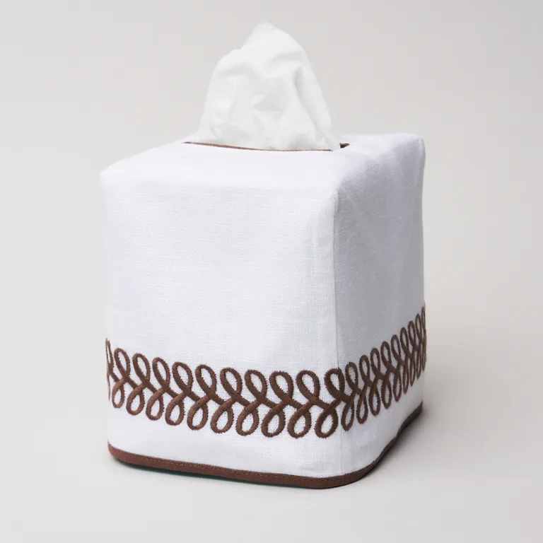 Schumacher Astor Braid Tissue Box Cover in Mocha (MSC017TBOXMC)