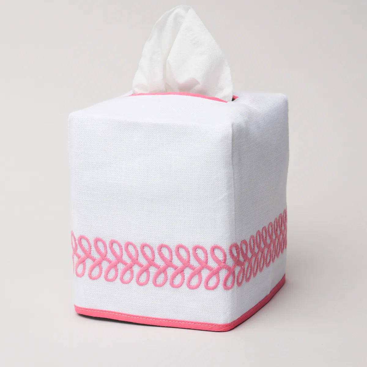 Schumacher Astor Braid Tissue Box Cover in Peony (MSC017TBOXPY)