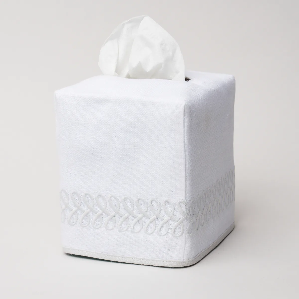 Schumacher Astor Braid Tissue Box Cover in Silver (MSC017TBOXSI)