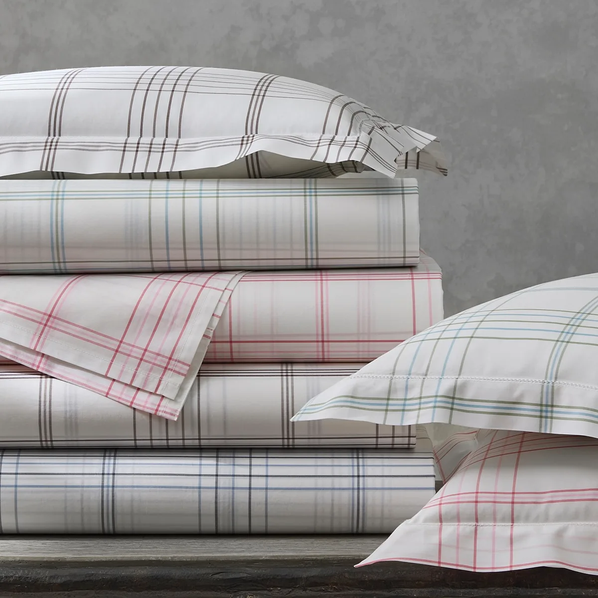 August Plaid Fitted Sheet - Peony Schumacher August Plaid Fitted Sheet in Peony