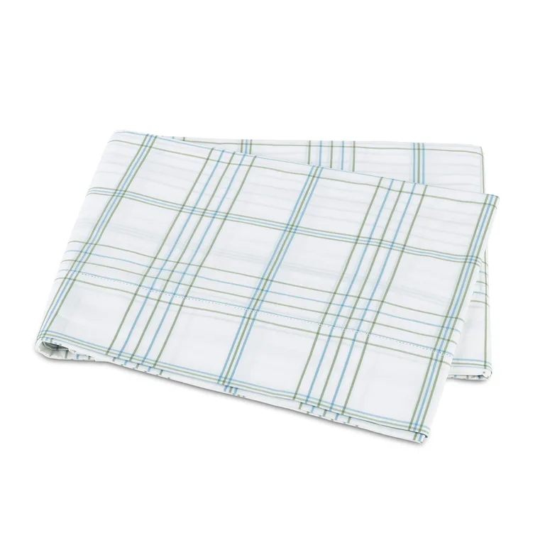 Schumacher August Plaid Flat Sheet in Sea