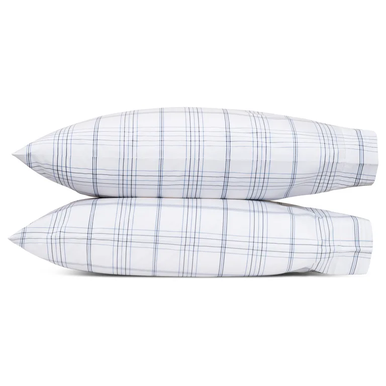 Schumacher August Plaid Pillowcases in Navy