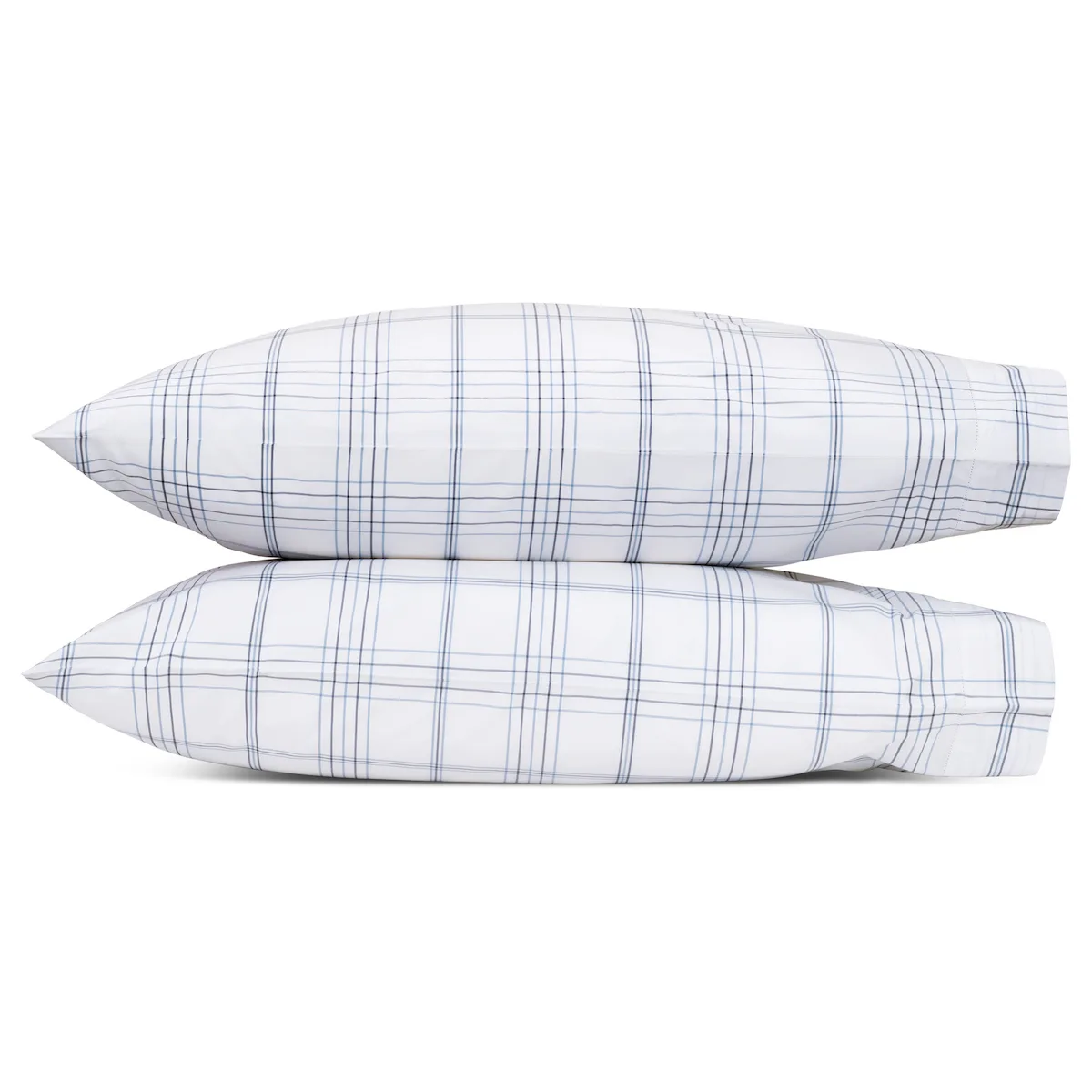 Schumacher August Plaid Pillowcases in Navy