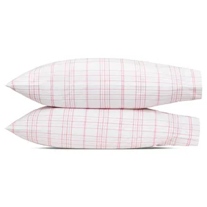 Schumacher August Plaid Pillowcases in Peony