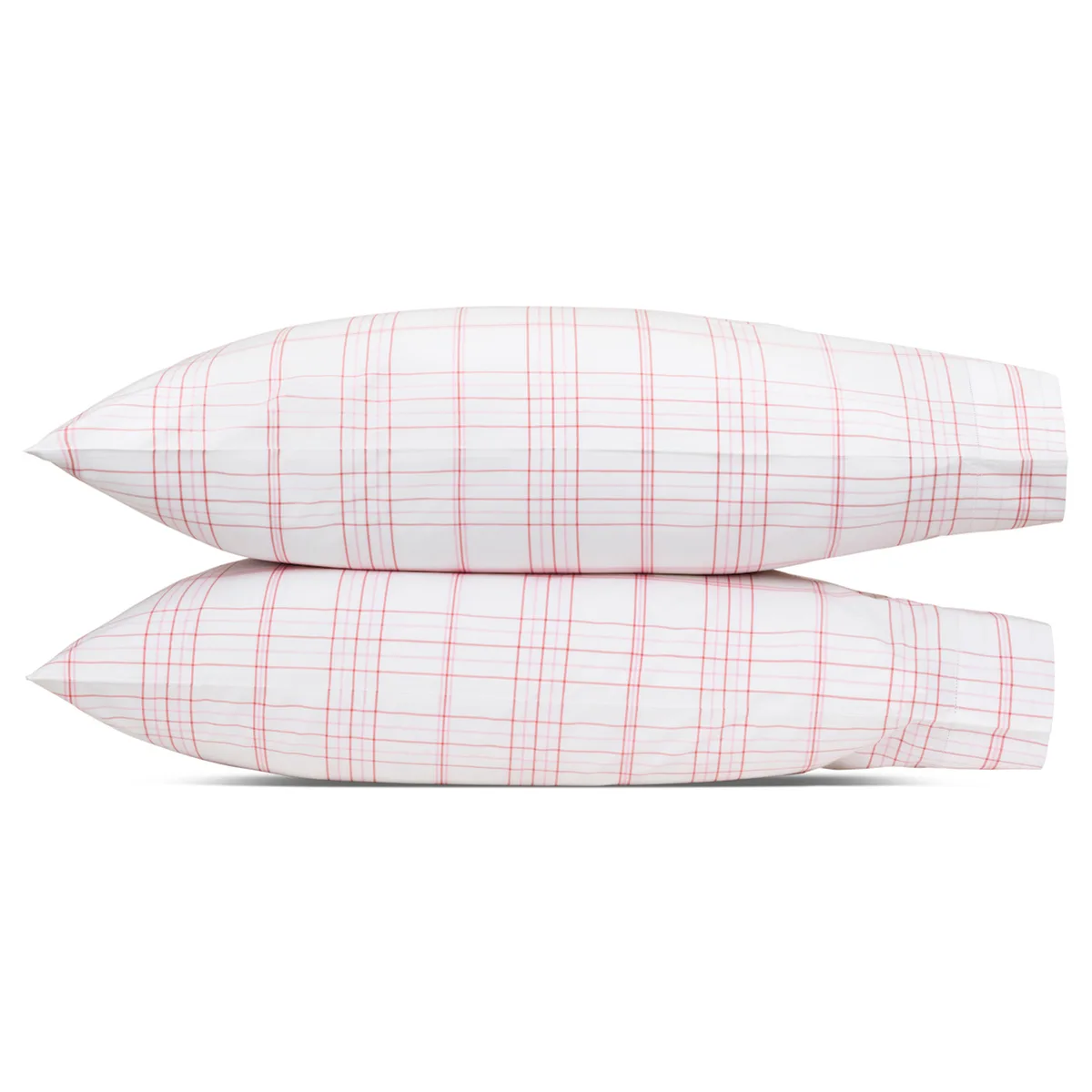 Schumacher August Plaid Pillowcases in Peony
