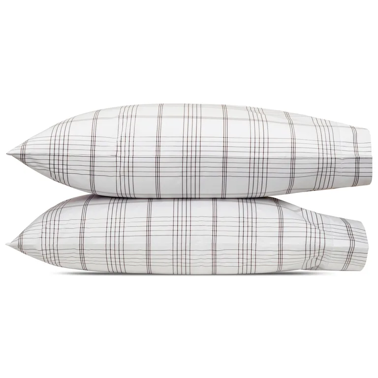 Schumacher August Plaid Pillowcases in Sable