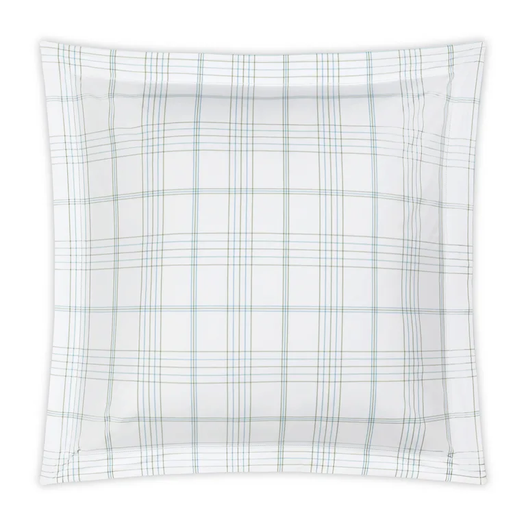 Schumacher August Plaid Sham in Sea