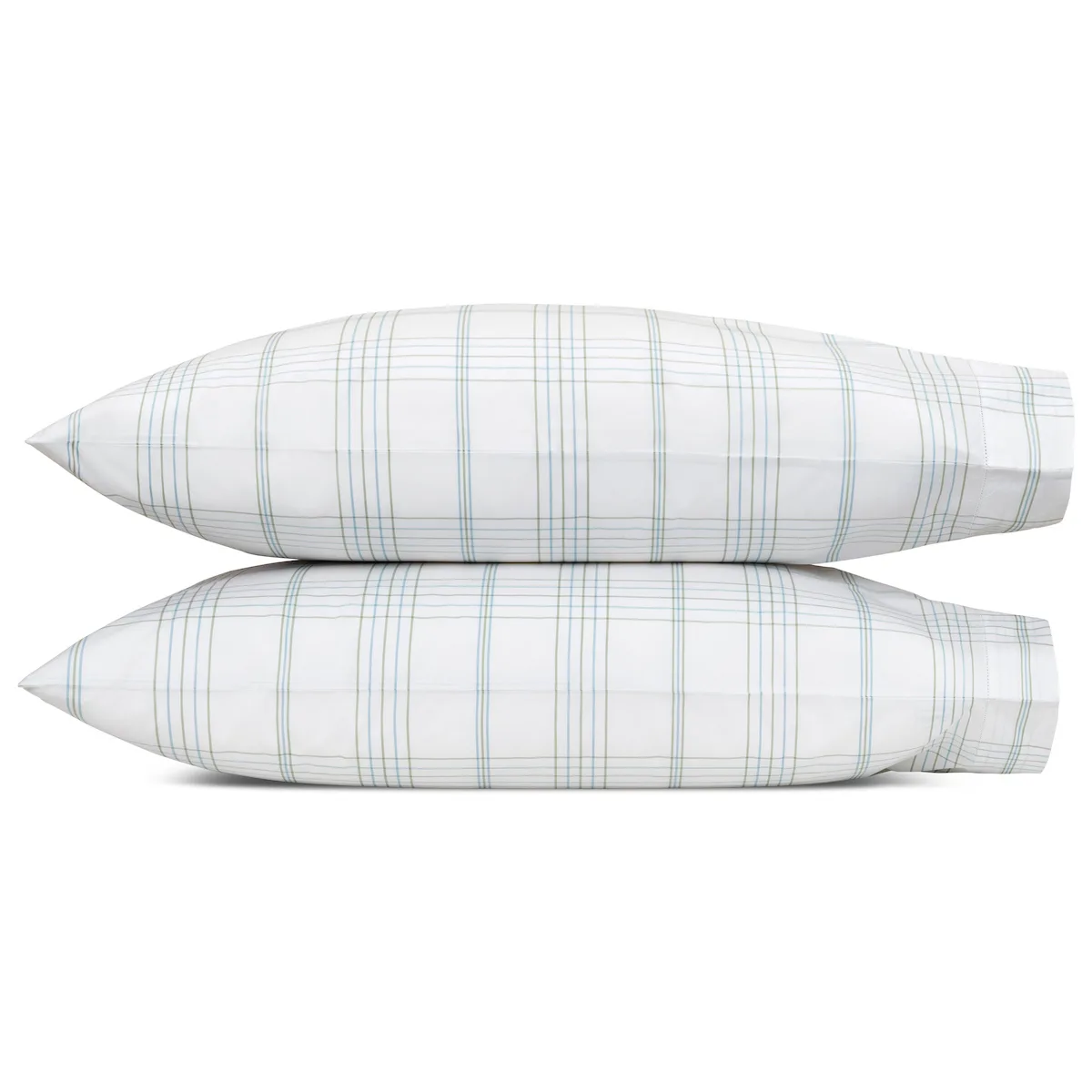 Schumacher August Plaid Standard Pillowcases in Sea (MSC030SCASSC)